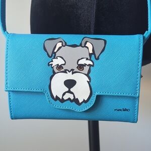 Stylish Blue Crossbody Bag with Dog Design